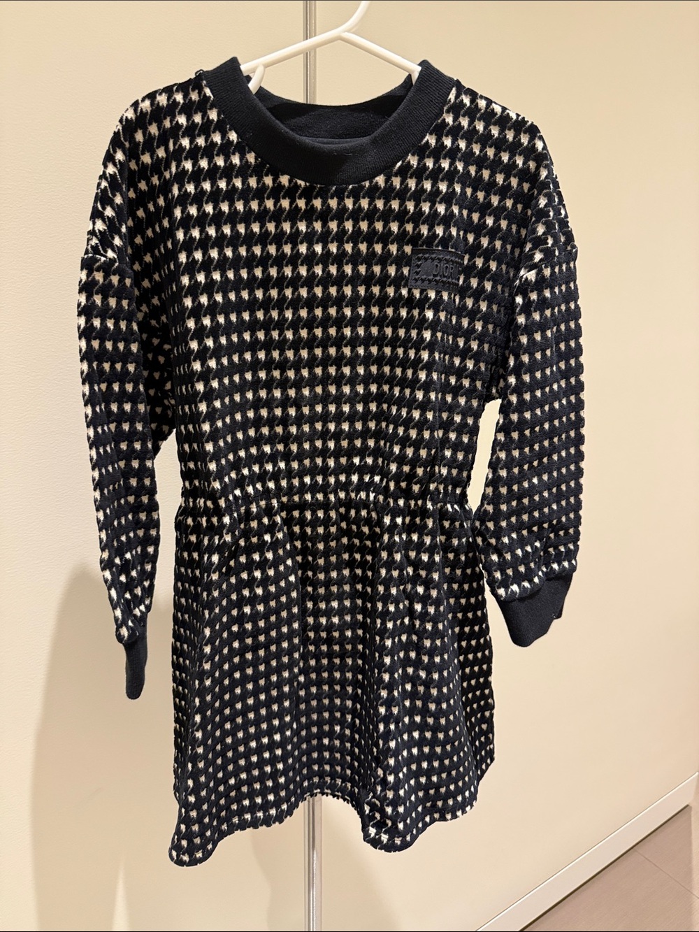 Dior Black and White Houndstooth Knit Kids Dress